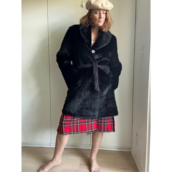 Hawke & Co Faux Fur and Suede Overcoat Size large Black Reversible Faux Mink - Picture 15 of 15